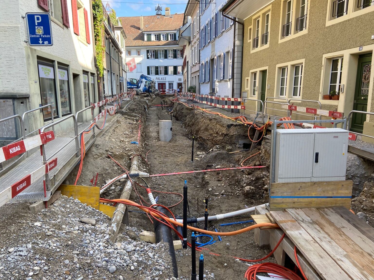 Arbeiten an den Werksleitungen in der Altstadt von Zofingen